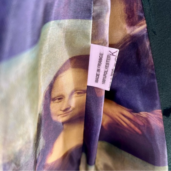 OO LA LA Green Velvet Blazer with Mona Lisa Pattern Lining Women's Size 8 - Picture 3 of 14